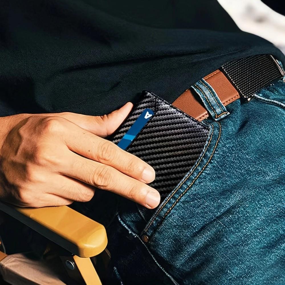 Rfid Blocking Carbon Fiber Men Wallets Short Leather ID Credit Card Holder Case Purse for Men Fols Large Capacity Wallet