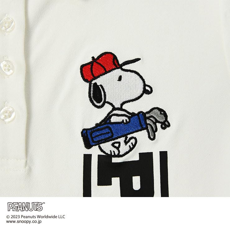 DELSOL X PEANUTS Snoopy Collaboration Short Sleeve Polo Shirt (S, WHITE)