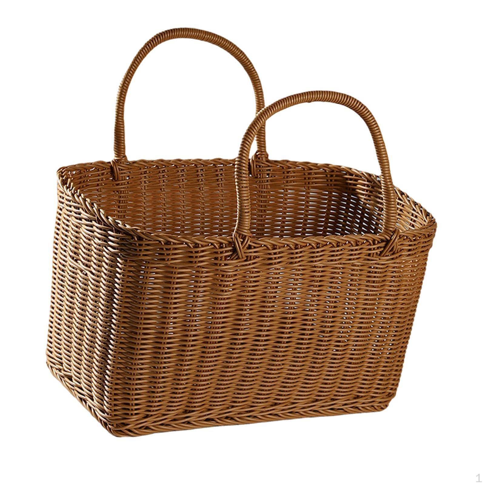 

Hand -woven Basket with Shopping for Camping 38cmx19cmx25cm