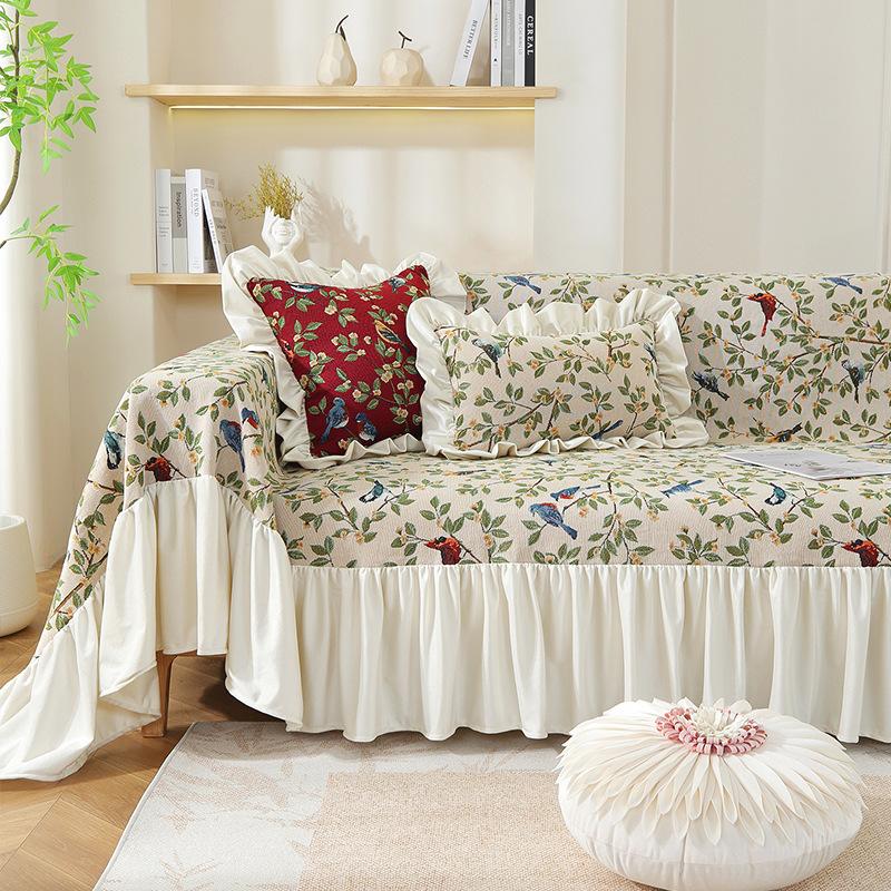 American color-woven jacquard sofa towel pastoral all-inclusive non-slip sofa cover universal in all seasons new skirt sofa cushion