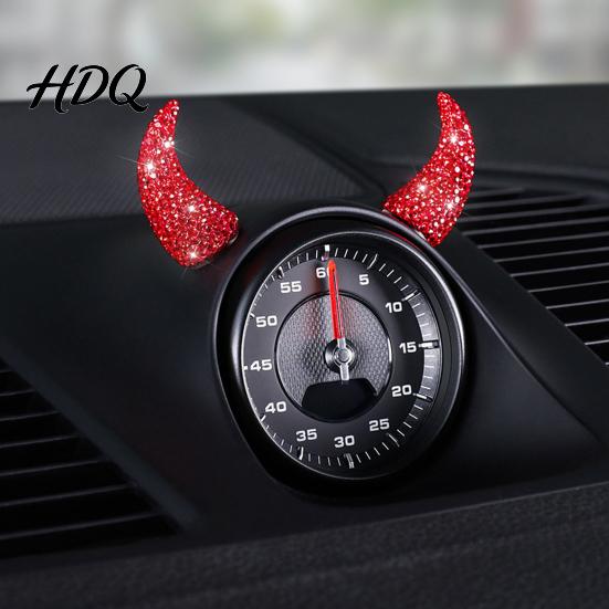 Sparkling Rhinestone Horns for Cosplay 1 Pair Devil Horns Car Dashboard Decor Faux Crystal Demon Hair Themed Gathering Accessories Women Clip