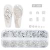 12-Grid Irregular Transparent AB Glass Diamonds for Nail Art