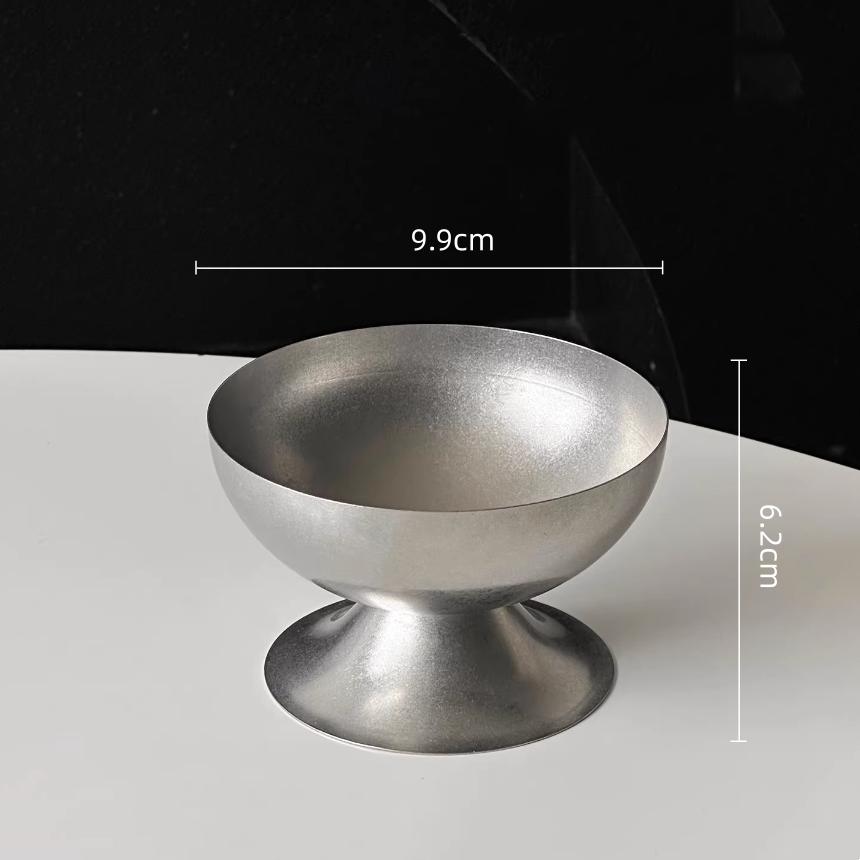 BRStainless Steel High-legged Dessert Cup Dessert Tray Silver Ice Cream Bowl Pudding Bowl Tableware Fruit Tray Kitchen ContainerEY