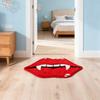 Imitation Cashmere Carpet Interesting Red Lips And Teeth Shape Floor Mat Home Dirt-resistant