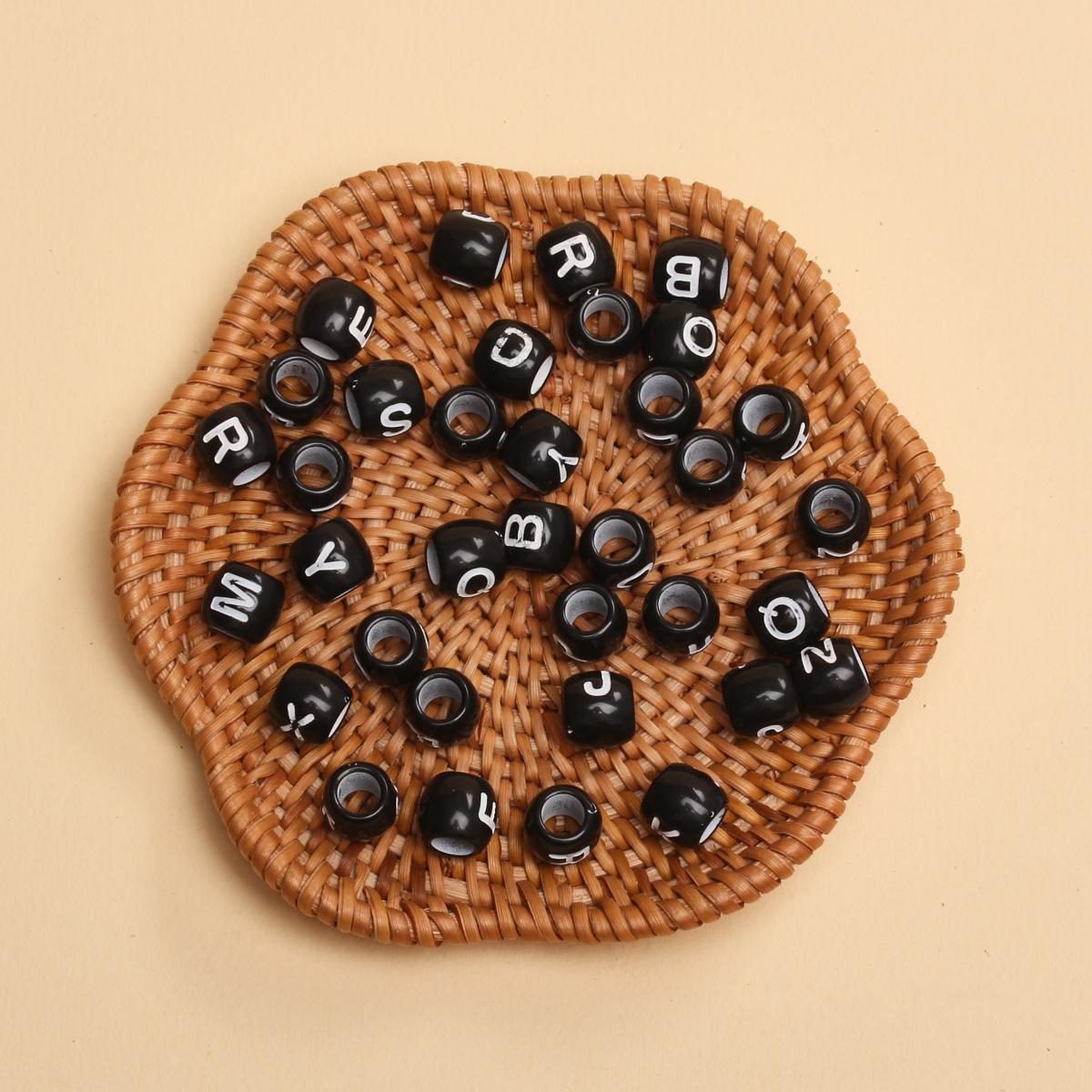 

40 шт. 8*9 мм акриловые бусины с буквами и большими отверстиями, цилиндрические бусины с буквами, сделай сам, браслет, ожерелье, изготовление ювелирных изделий