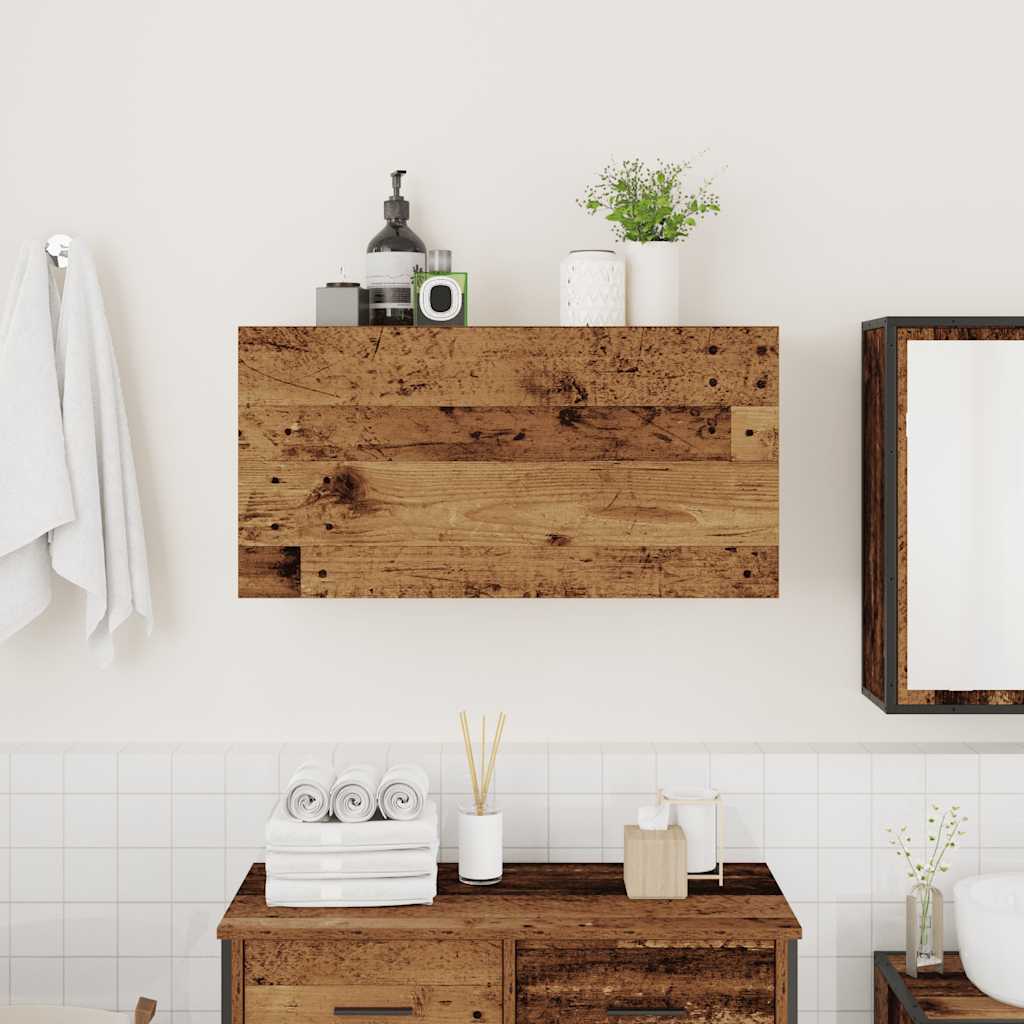 Bathroom Wall Cabinet Rustic Wood Look 80 x 25 x 40 cm Engineered Wood
