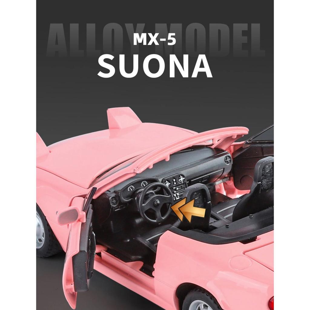 1/24 Mazda MX5 Legierung Automodell Sound und Licht Pull Back Kinderspielzeug Sammlerstücke Geburtstagsgeschenk