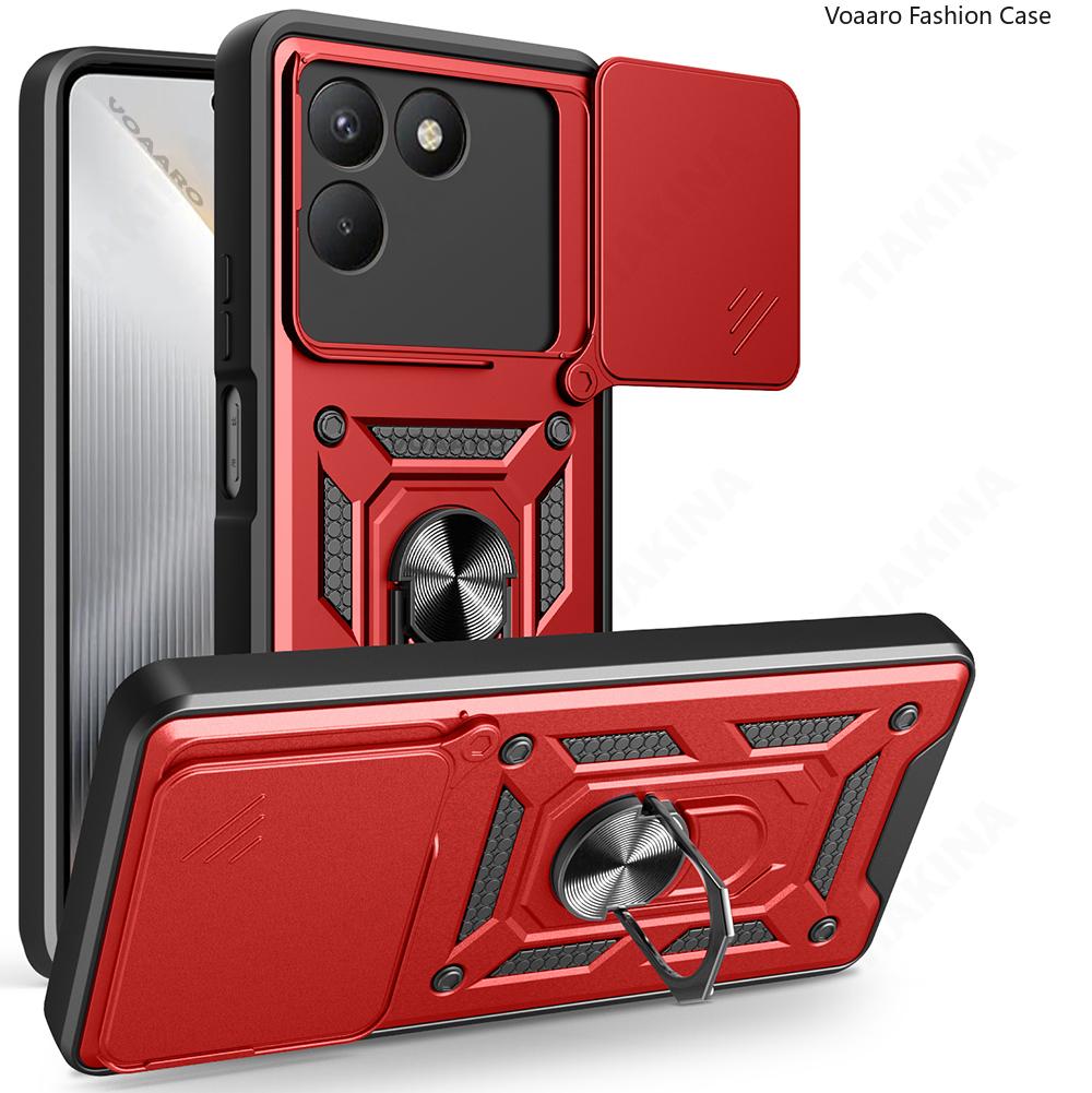 Slide Lens Armor Funda for Tecno Pova 7 4G Case for Tecno Pova7 4G Case Magnetic Ring Stand Holder Cover Shockproof Capa