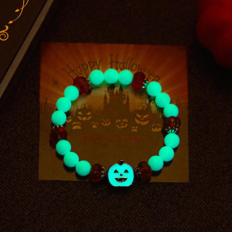 Halloween Luminous Beaded Bracelet For Women Girl Pumpkin Ghost Bracelets Jewelry Party Gifts