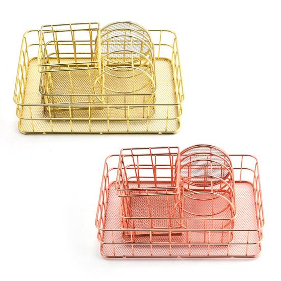 Space-saving Electroplated Design Sundries Box High Quality Sturdy Wire Cosmetic Organizer Holder