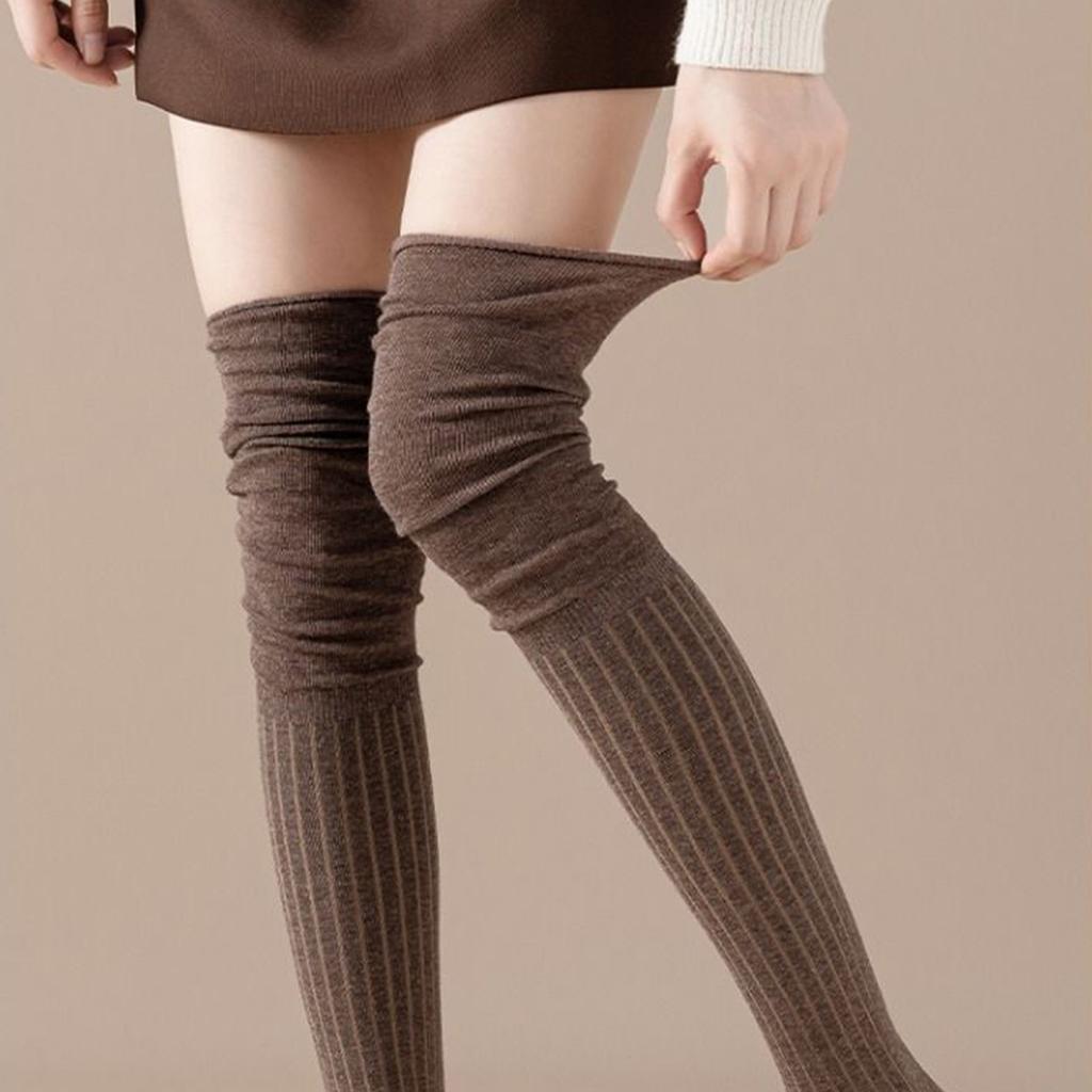 Solid Color Over Knee High-Socks Warm Comfortable Highly Tube Socks for Daily Wear Party Cosplay