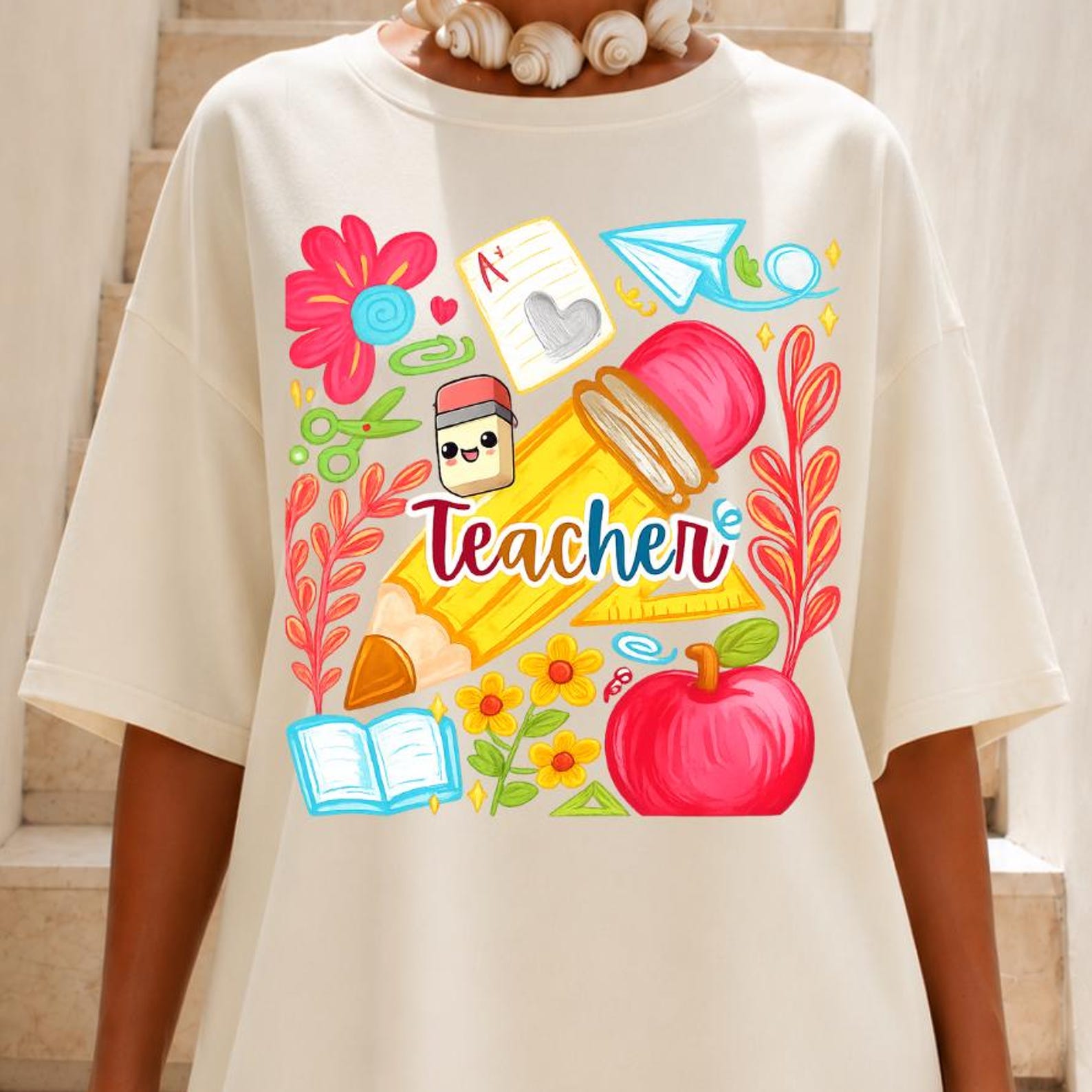 Comfort Color Teacher Shirt, Funny Teacher Life T-Shirt, Back To School Shirt, Preschool Teacher Shirt, Crayon Apple Pencil Shirt 4XL