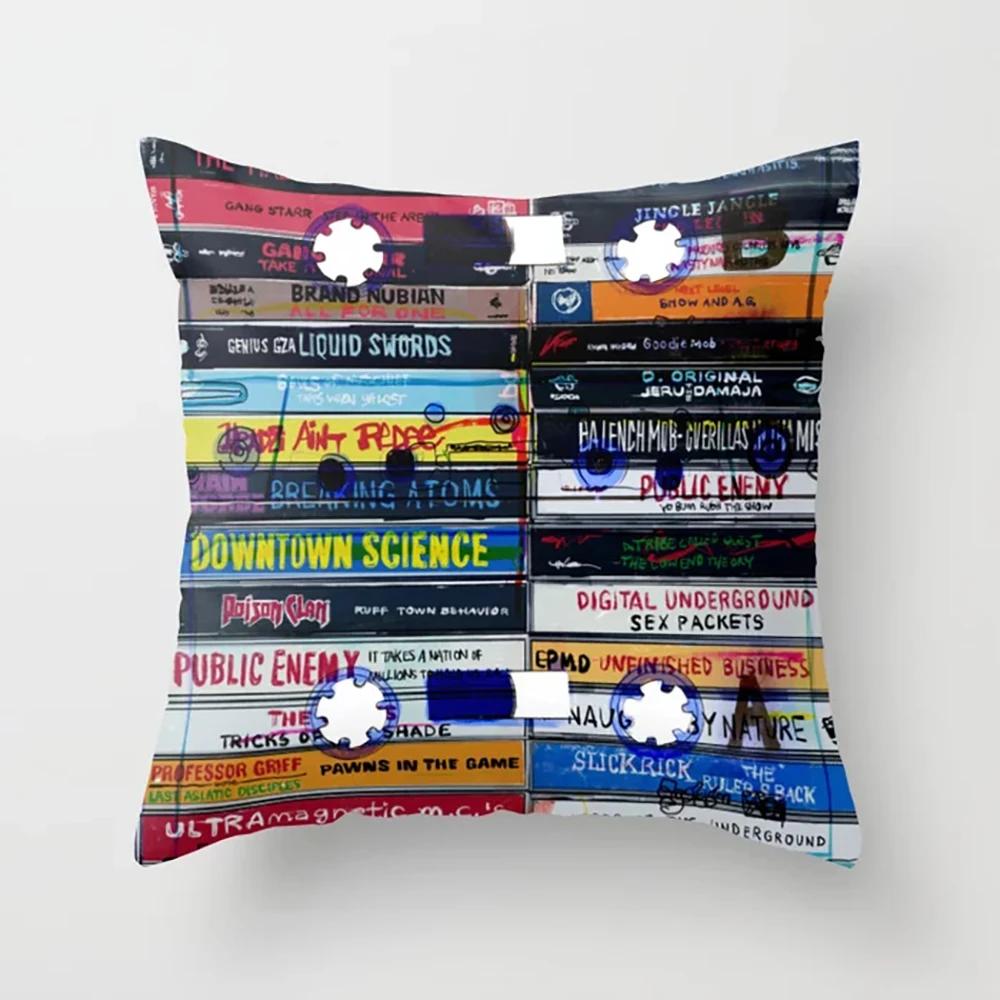 Stacked Magazine Printed Pattern Cushion Cover for Home Bedroom Living Room Sofa Decoration Square Pillow