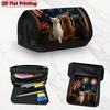 1pc Cat Window Fireworks Red Design Double Layer Flip Pencil Case - 2D Printing, Large Capacity Zipper Closure, Suitable for Schools, Offices, And Tra