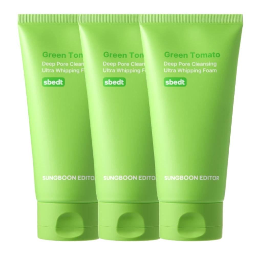 

SUNGBOON EDITOR Green Tomato Deep Pore Cleansing Whipping Foam 120g, Pack of 3 | Intensive Pore Tightening & Sebum Control