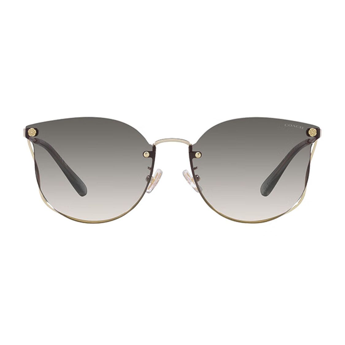 Coach Minimalist Alloy Irregular Shape Sunglasses Women sunglasses 0HC7151D90051163 Eyeglass Case+Eyeglass Cloth,F,Gold