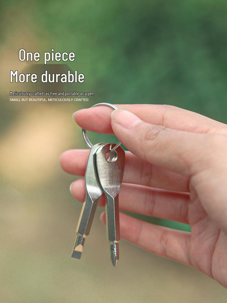 Portable EDC Multi-tool Pocket Screwdriver with Flathead, Phillips Heads, and Keychain