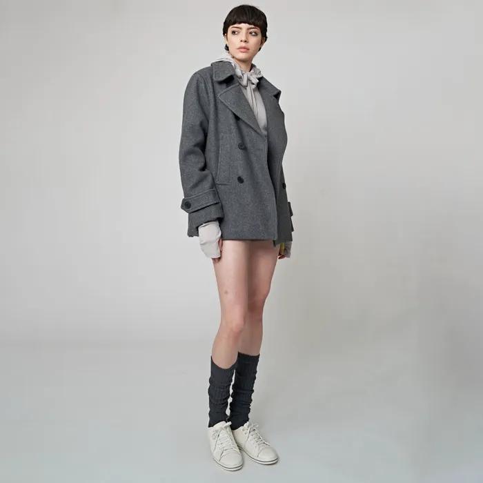 AW32AS07 Double Rib Knee Socks_Charcoal