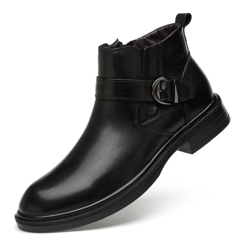 Fashion Winter Boots New Luxury Brand Plus Hair Men Boots  High Top Crocodile Leather Shoes Men Business Ankle Boots Leather Snow Boots
