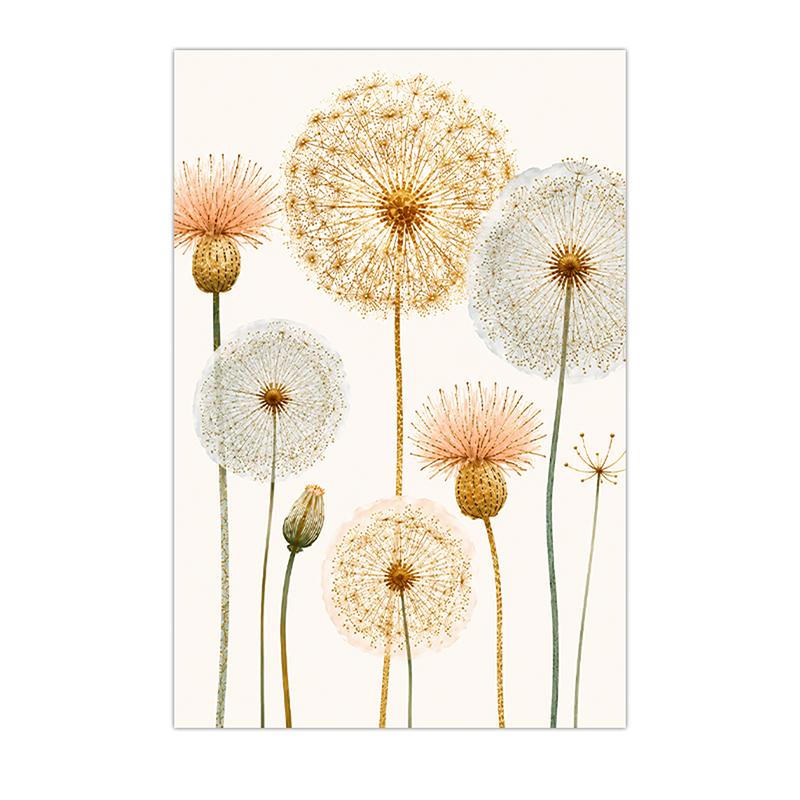 Nordic Dandelion Wall Art Gold Botanical Canvas Painting Poster Print Bedroom Living Room Decor