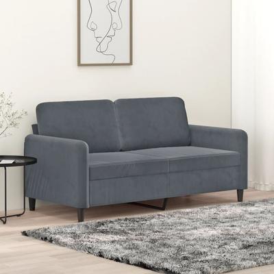 Vidaxl 2-Seater Sofa, Dark Grey, 140 Cm, Upholstered In Velvet