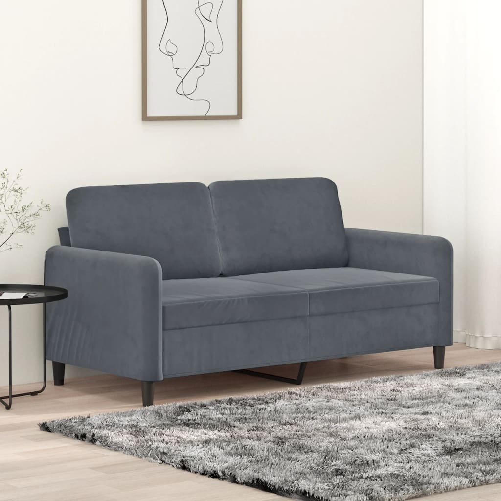 Vidaxl 2-Seater Sofa, Dark Grey, 140 Cm, Upholstered In Velvet