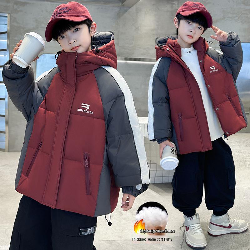 Boys' Winter Thickened Down Cotton Jacket 2025 - Fashionable Middle and Large Children's Warm Coat