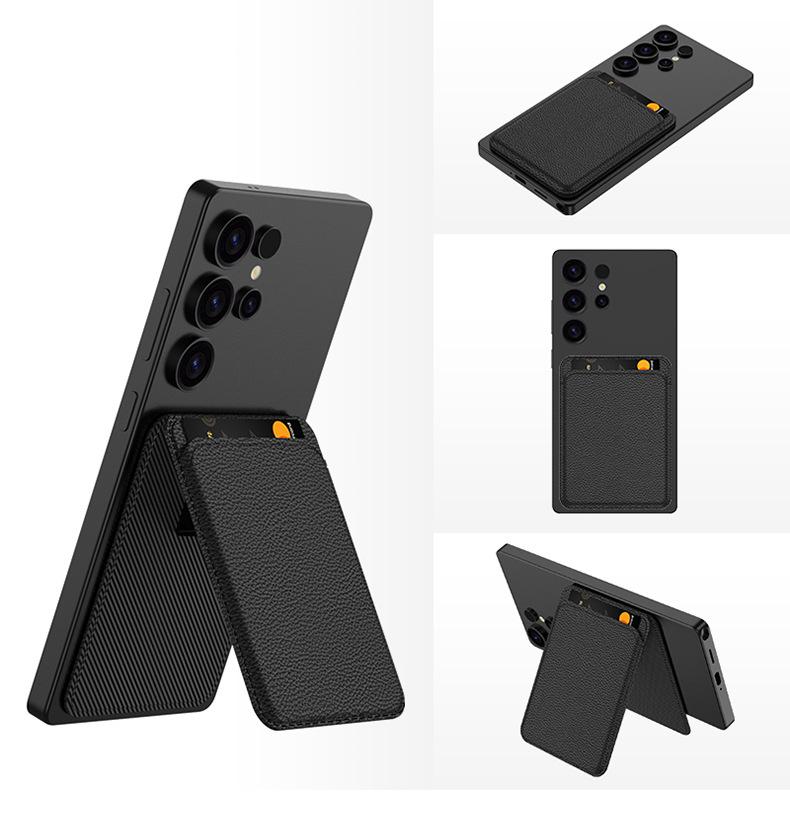 

Card Holder with Magnetic Bracket for Samsung S25/S26 Series: Cross-Border Style Back Sticker Card Clip Universal Magnetic Folding Card Holder