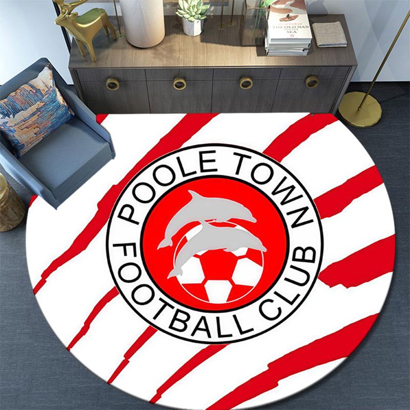 Poole Town Football Club,Round Area Rug,Carpet Rug for Living Room Bedroom Sofa Playroom Decor,Non-slip Floor Mat