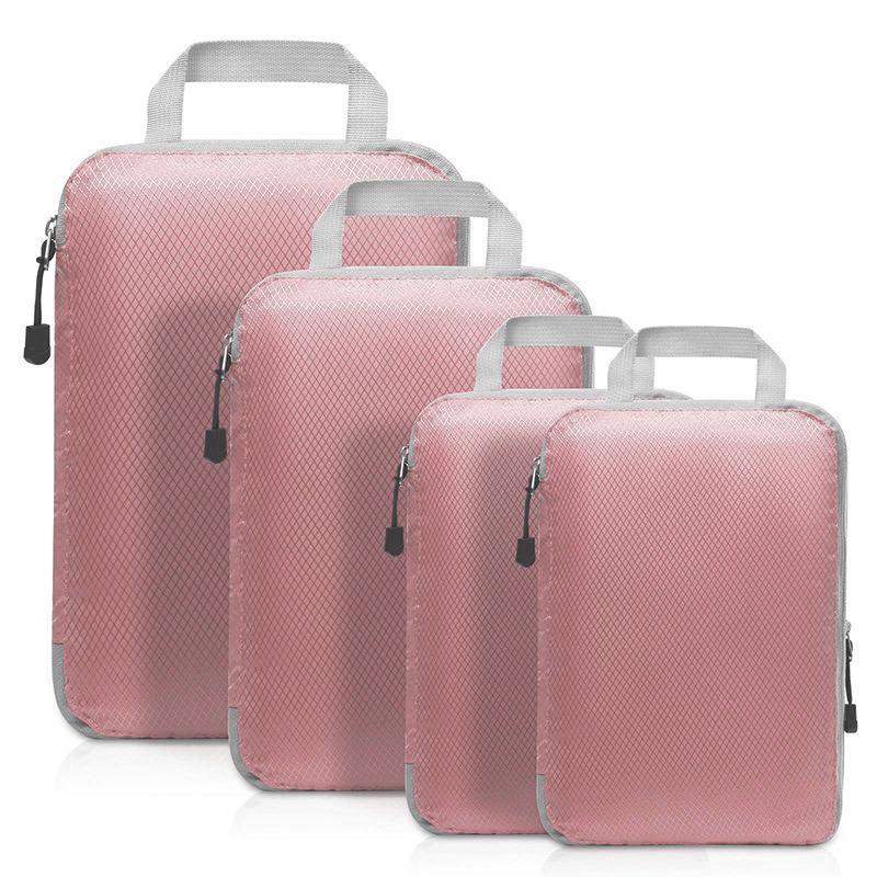 Four-Piece Compression Travel Storage Bag Set for Clothes, Toiletries, Digital Gear, and More