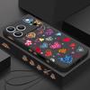 For iPhone 17 Pro Max Lanyard Case Colorful Love Hearts Pattern Cover For iPhone 16 Pro Max Funda iPhone 13 15 14 12 11 16E Air