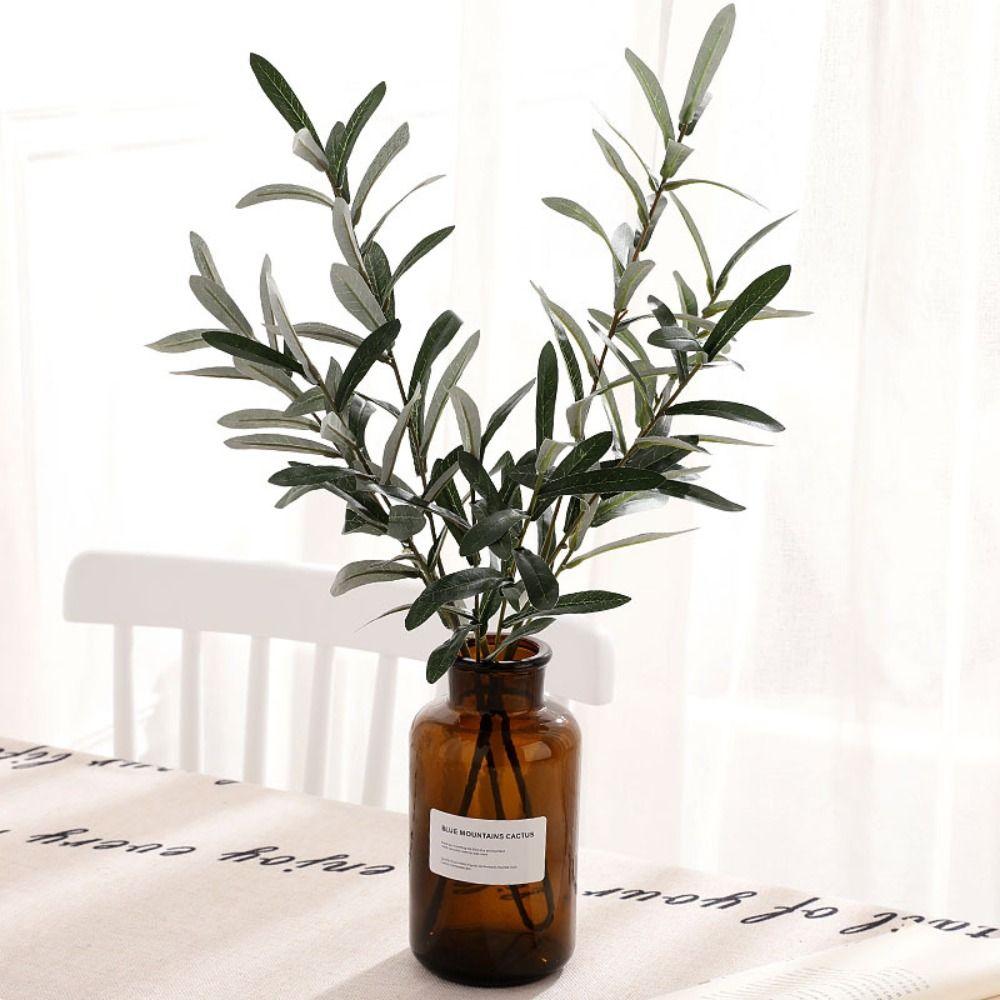 Props Vase Decoration Simulated Artificial Olive Leaf Olive Branch Floral Materials Green Plant