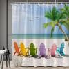 Ocean Scenic Shower Curtain Colorful Beach Chairs Funny Bathroom Curtains Tropical Nature Landscape Summer Palm Tree Hawaiian