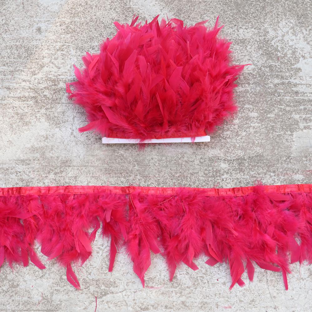 1M 10-15CM Turkey Feather Trim Fringe Blue Marabou Plumas Ribbon for Crafts Sewing  Clothes Wedding Dress Decoration Accessories