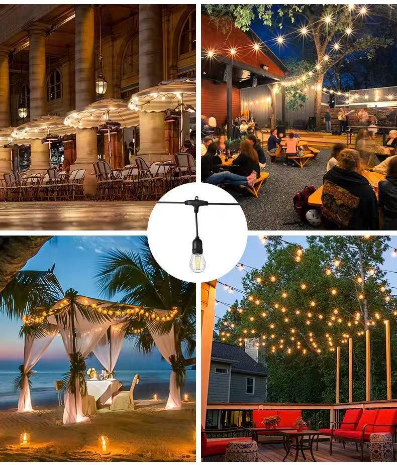 Outdoor Waterproof E27 S14 LED String Lights for Festive Atmosphere in Camp or Garden