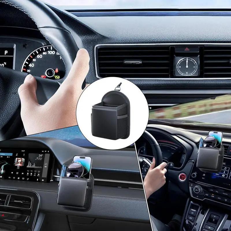 All In One Car Air Vent PU Leather Storage Bag for Essentials