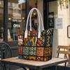 Bohemian Geometric Pattern Tote Bag Casual Large Capacity Daily Shoulder Bag for Women