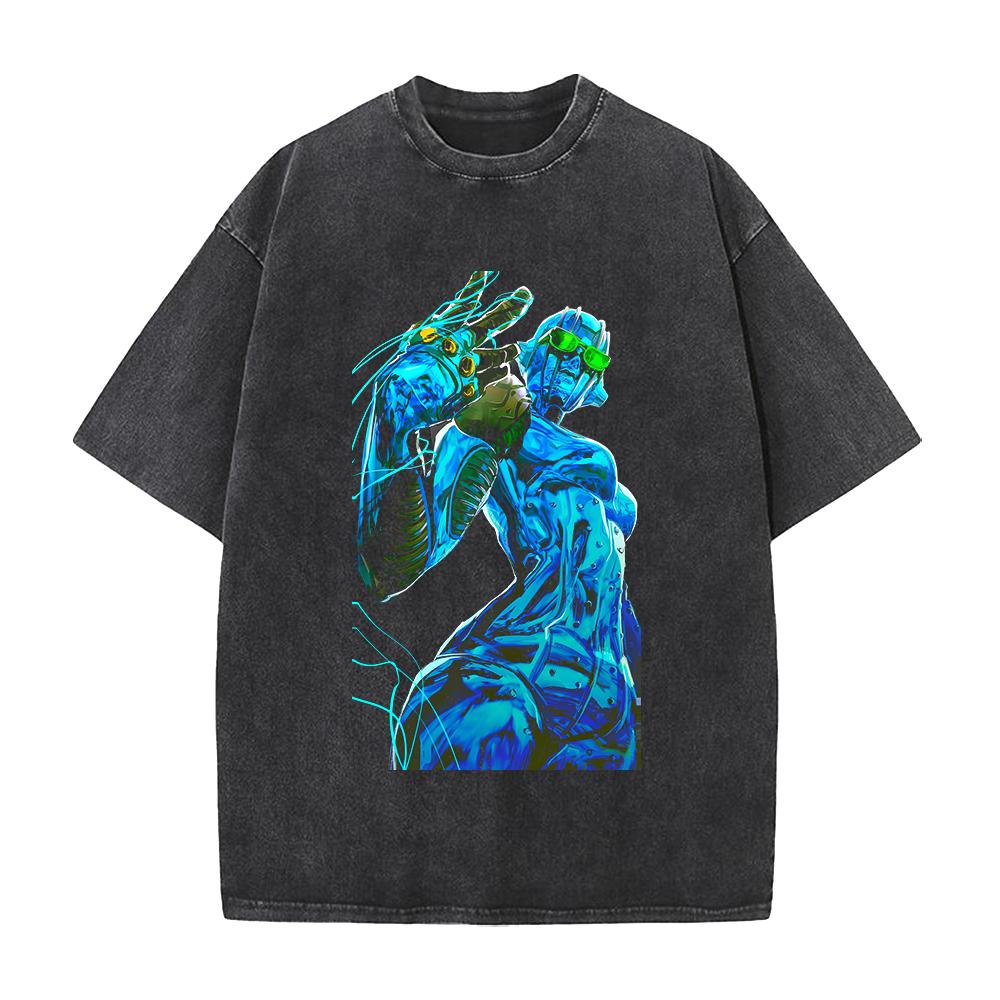 Stone Free Jolyne Printed Tee Anime JoJos Bizarre Adventure Clothing Men Women Retro Washed Tshirts Harajuku Cotton T Shirt