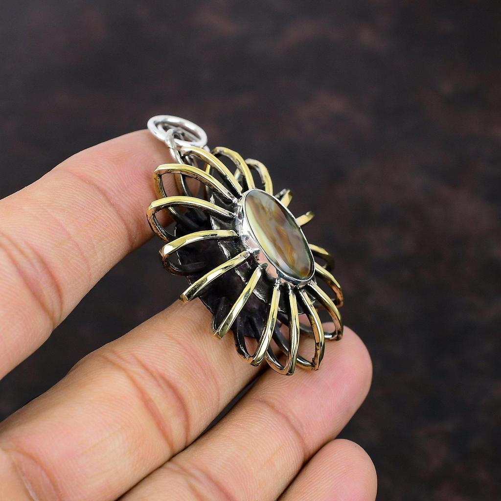 Pingente de jaspe imperial 925 pingente de prata esterlina joias com pedras preciosas pingente banhado a ouro 18k joias de gaiola presente para ela joias boho feitas à mão