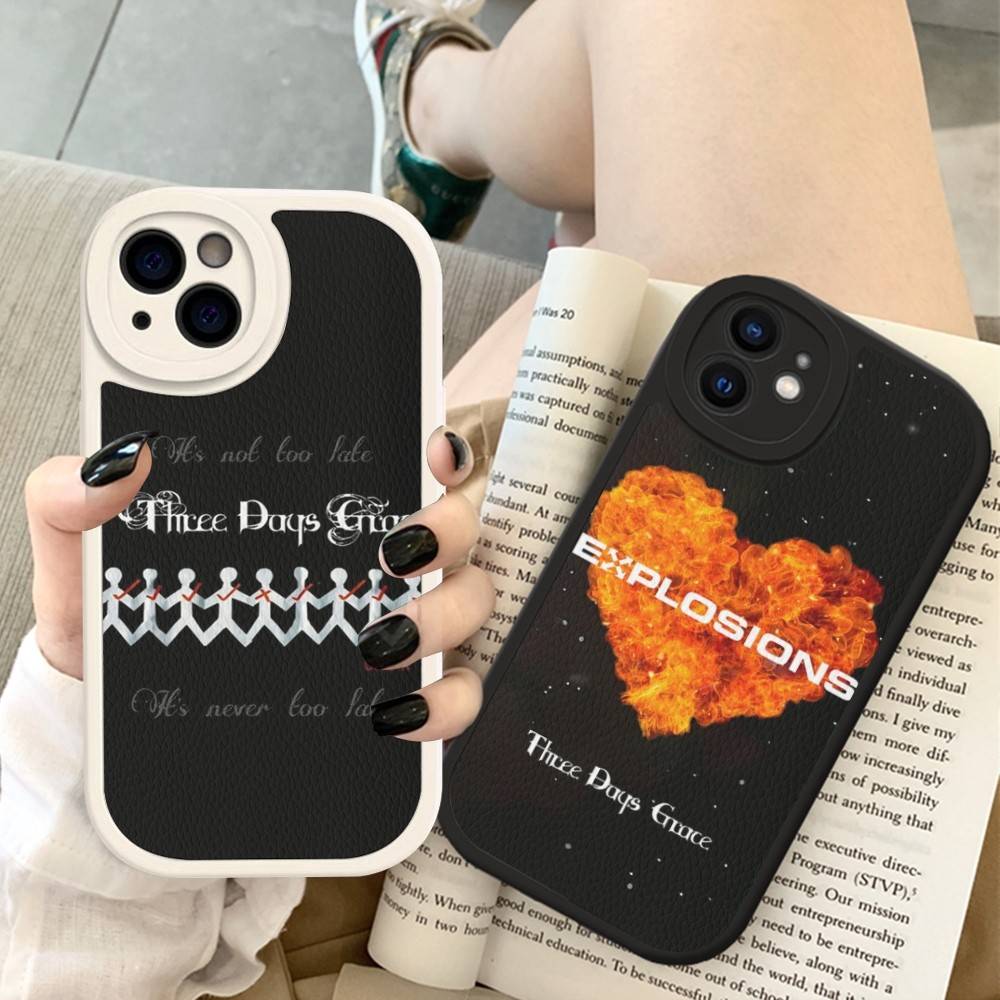 Classic Vintage Three Days Grace Band Phone Case For IPhone 16 15 14 11 12 13 Pro Max Plus Back Leather Shell