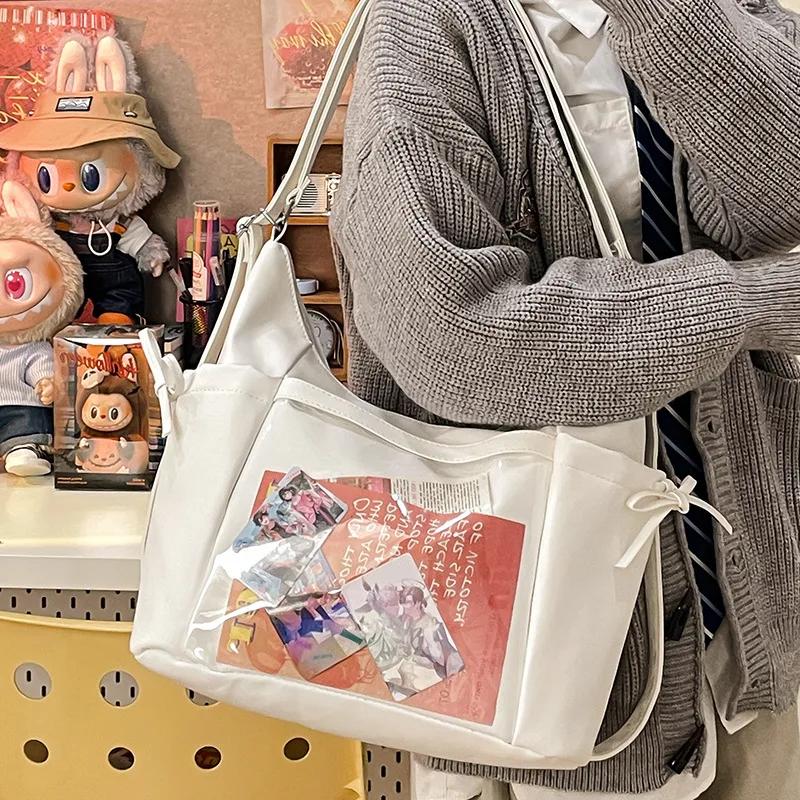 

large capacity tote bag, fashionable, versatile college style, hand-held backpack, women s bags, multifunctional tutoring bolsas Package Without Card белый