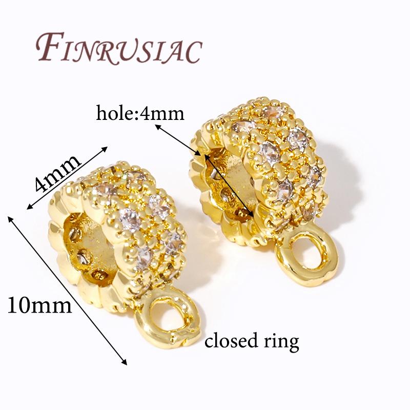 18K Gold Plated Brass with Zircon Pendants Bail With Closed Ring,Bale For Pendant Accessories For Jewelry,DIY Bracelets Findings