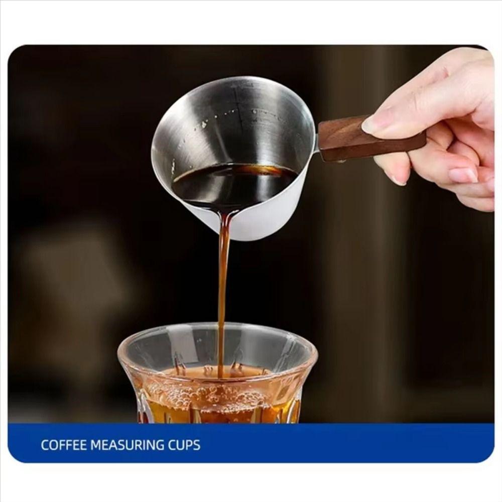 Wood Handle Espresso Measuring Cup 304 Stainless Steel Small Milk Pitcher  Kitchen Accessories