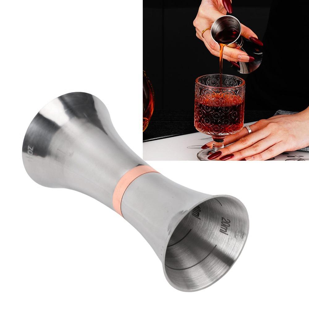 Stainless Steel Double End Jigger Clear Scale Bar Measuring Cup Whiskey Measurement