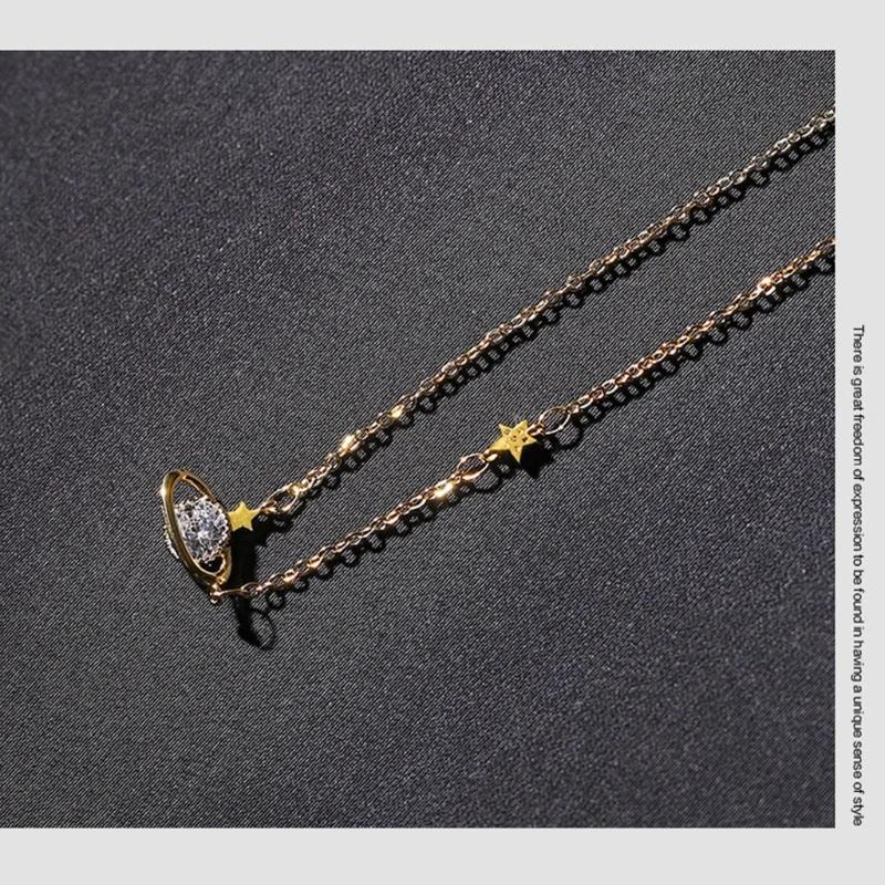 Planet Pendant Necklace Minimalist Jewelry with Adjustable Chain for Daily Wear and Gift