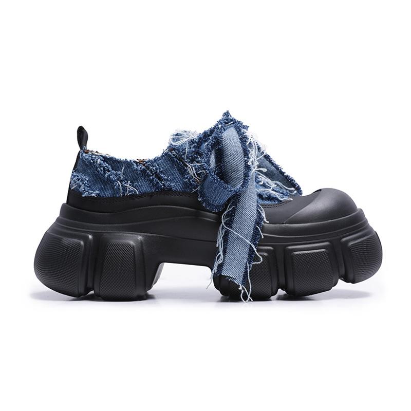 Fashion 2025 New Women's Ankle Boots Fashion Cowboy Knight Boot Punk Gothic Classic Denim Canvas Shoes Short Goth Platform Shoes