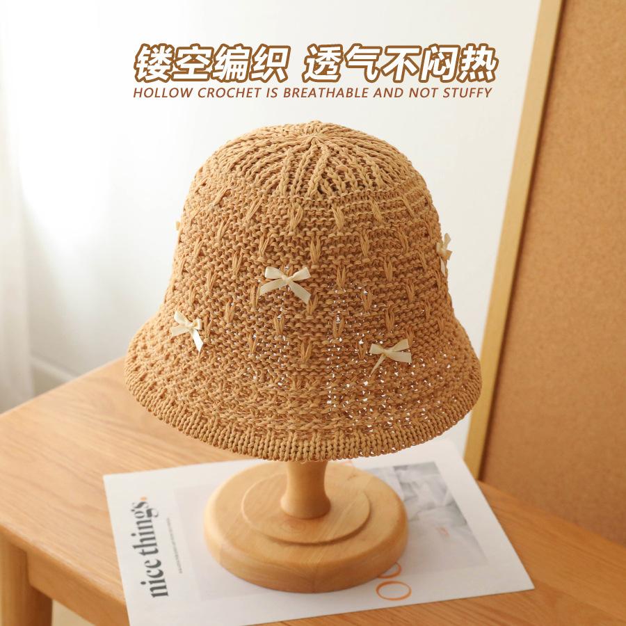 Korean Dongdaemun Butterfly Bow Straw Hat Girls Sweet Cute Fisherman's Beach Travel Sunscreen