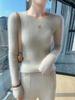 Women's 100% Pure Wool Round Neck Sweater - Slim Fit, Chic, Long Sleeve, Knitted Cashmere, Perfect for Autumn/Winter.