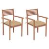 Day and Night - Day and Night Garden Chairs 2 Pcs Solid Teak Wood with Beige Cushions