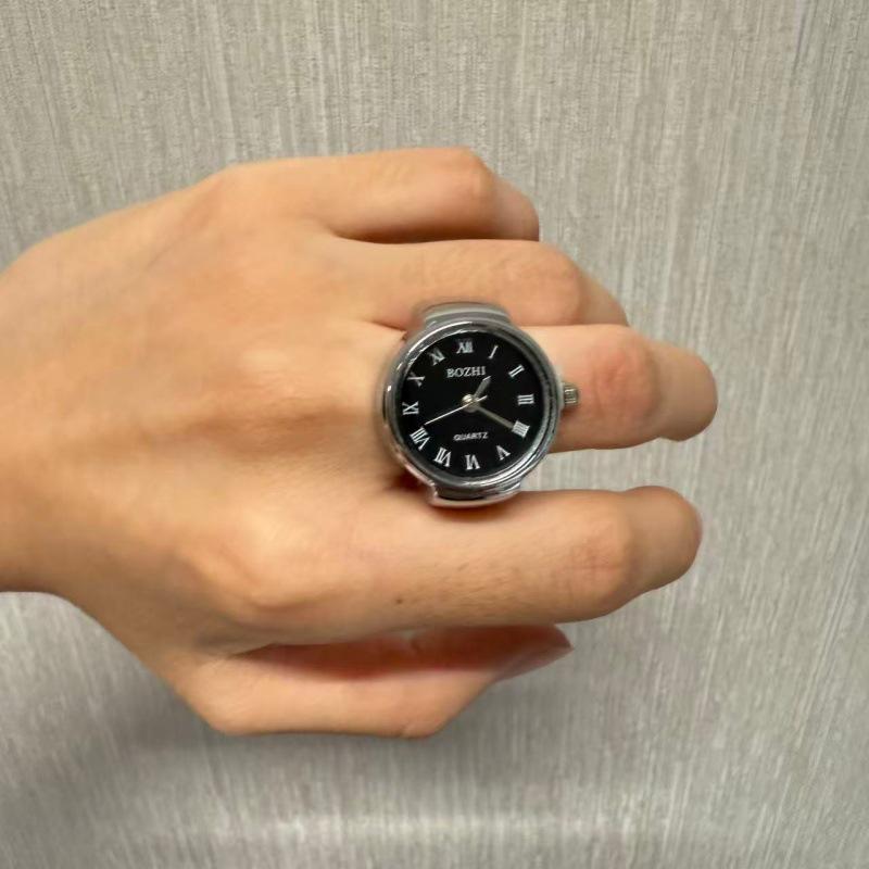 Korean Style Retro Hipster Watch Ring - Trendy Men's Hand Jewelry Accessory
